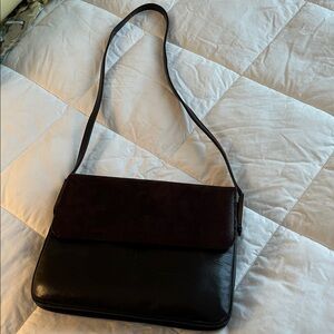 Stuart Weitzman Dark Brown Leather and Suede Shoulder Bag